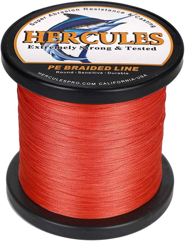 HERCULES Cost-Effective Super Cast 8 Strands Braided Fishing Line 10LB to 300LB Test for Salt-Water,109/328/547/1094 Yards(100M/300M/500M/1000M),Diam.#0.12MM-1.2MM,Hi-Grade Performance,Variety Colors