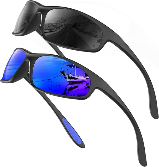 KALIYADI Mens-Sunglasses Polarized Sunglasses-Men Sports: Sport Sun Glasses for Running Cycling Fishing with UV Protection