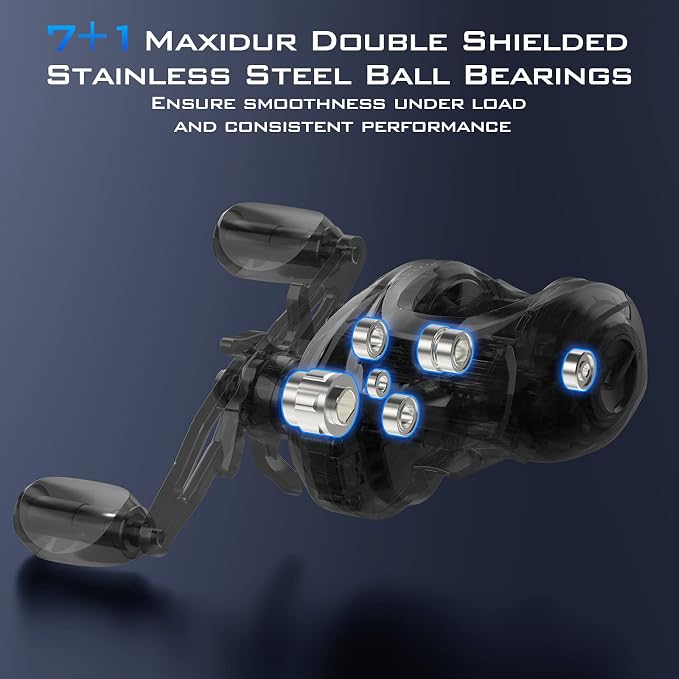 KastKing MegaTron Baitcasting Reels, High Capacity or High Speed Low Profile Casting Reel, 7+1 Double Shielded Stainless Steel BB, 8-Button Magnetic Brakes, Powerful Drag, Freshwater & Inshore Fishing