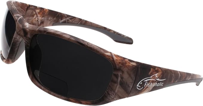 Fishoholic Polarized Bi-Focal Fishing Sunglasses with Reader Magnification (1.5x, 2.0x, 2.5x Options) and UV400 Protection