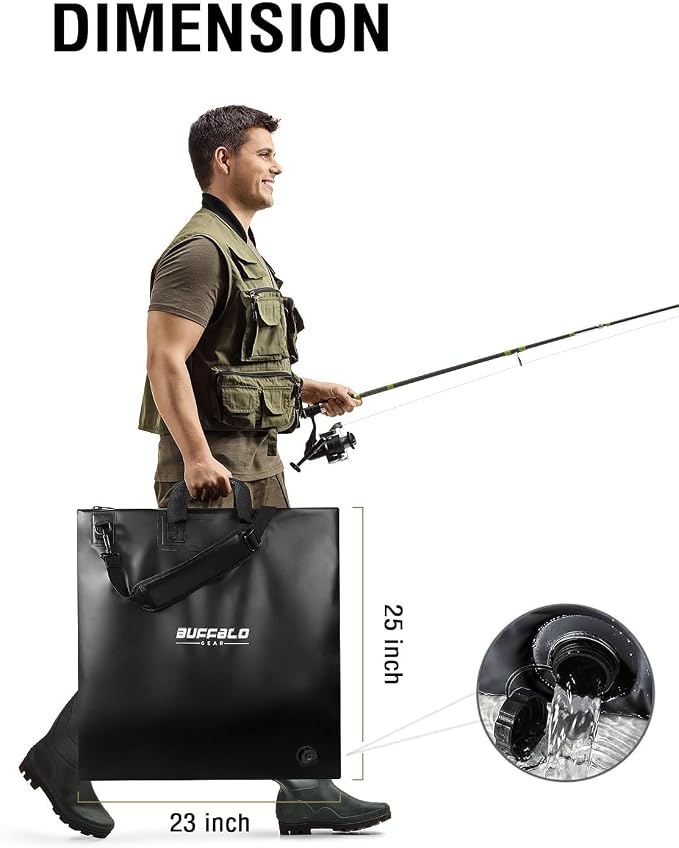 Buffalo Gear Fish Tournament Weigh in Bag for Bass Fishing, Heavy Duty Fish Bag for Caught Fish Waterproof,Leakproof,Puncture Resistant