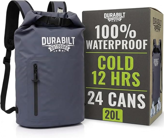 Backpack Cooler Insulated Waterproof – 24 Cans, Leak Proof Heavy Duty Soft Sided Cooler Backpack, Dry Bag Roll Top Sack, 14 Cans + Ice, Gear Dry for Hiking, Beach, Camping, Fishing & Kayaking