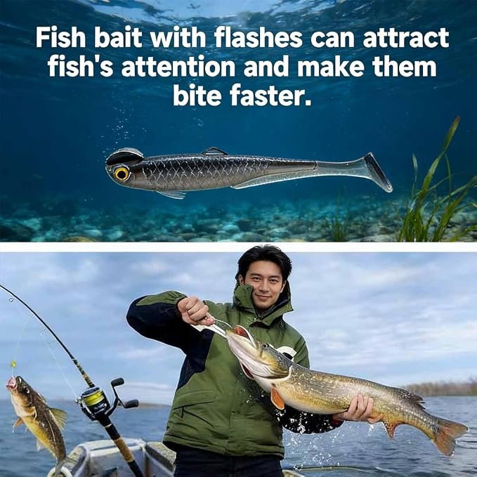 20PCS-Soft Plastic baits bass Lures Fishing, Soft Plastic Walleye Fishing Lures, Paddle Tail Swimbaits for Bass Fishing, Fishing Bait for Freshwater Saltwater Gifts (2.4IN/1.3g)