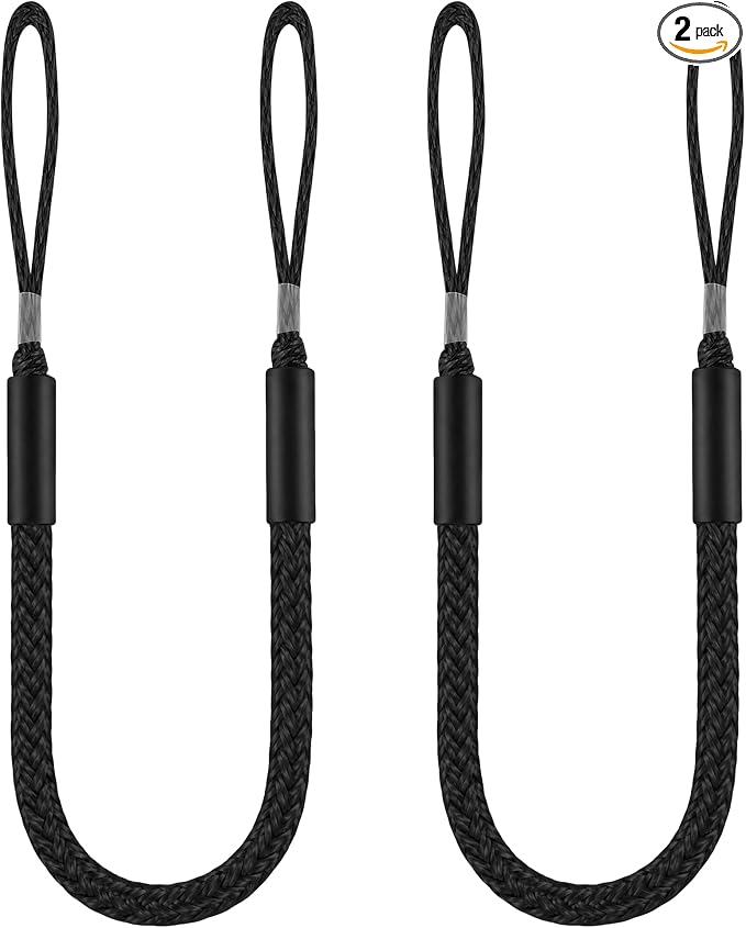 Boat Bungee Dock Lines, Scratch-Free Loop Ends Mooring Rope, Shock Absorbing Pontoon Tie Down Accessories Compatible with Models for Jet Ski（4ft-2 Pack-Black）
