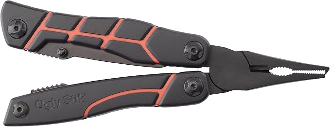 Ugly Stik Ugly Tools Multitool Knife for Fishing, 11-in-1 Fishing Tool for Anglers, Includes Pliers, Scissors, Knife, and Screwdriver, Non-Slip Grip Handle