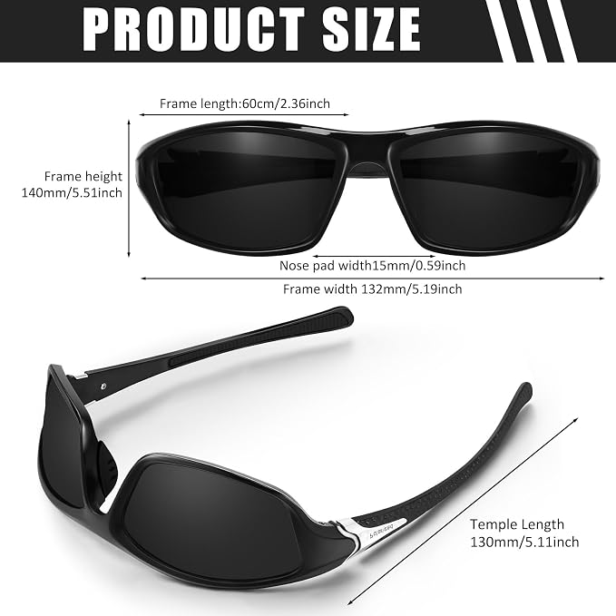 TOODOO 4 Pairs Men Polarized Sunglasses with UV Protection Driving Glasses Sports for Sport Outdoor Activities