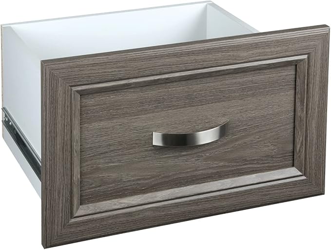 ClosetMaid SuiteSymphony Wood Closet Drawer, Add On Accessory, Shaker Style, For Storage, Closet, Clothes, 16” x 10” Size for 16 in. Units, Graphite Grey
