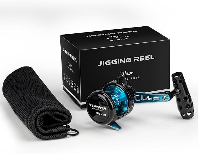 THKFISH Slow Pitch Jigging Reel, 55lbs Max Drag 6.3:1,9+2 Stainless BB Lever Drag Saltwater Heavy Duty Trolling Reel Slow Jigging Reel Saltwater Fishing