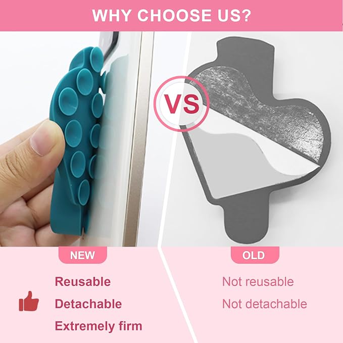 Heart Shape Suction Cup Phone Case Lip Gloss Holder,Lip Gloss Holder Can be Repeatedly Disassembled and Assembled for Most Phone Models(Pink)