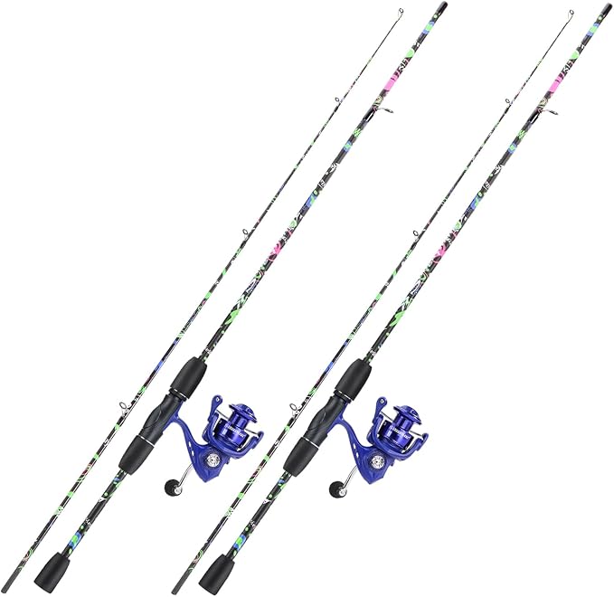 Sougayilang Fishing Rod Combo, 2-Piece 6-Foot Graphite & Fiberglass Rod with Anti-Reverse Spinning Fishing Reel