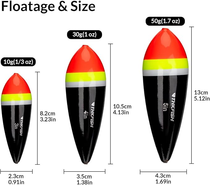 THKFISH Fishing Bobbers Slip Bobbers for Fishing Floats Bobbers for Fishing Balsa Bobbers for Steelhead Fish Float Rigs Freshwater Saltwater Floatage