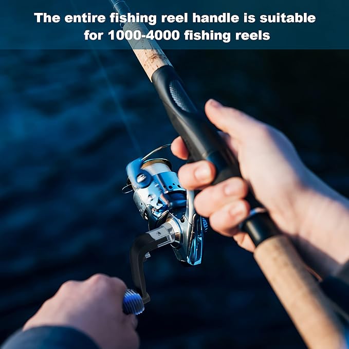Fishing Reel Replacement Handle with Knob Covers, Spinning Casting Baitcaster Reel Grip Parts Universal Rocker Arm Non-Slip Rubber Sleeve