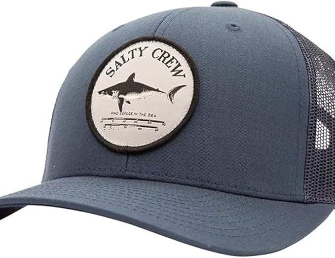 Salty Crew Shark Logo Retro Trucker Hat - Unisex Adjustable Baseball Hat for Adults - Premium Cotton