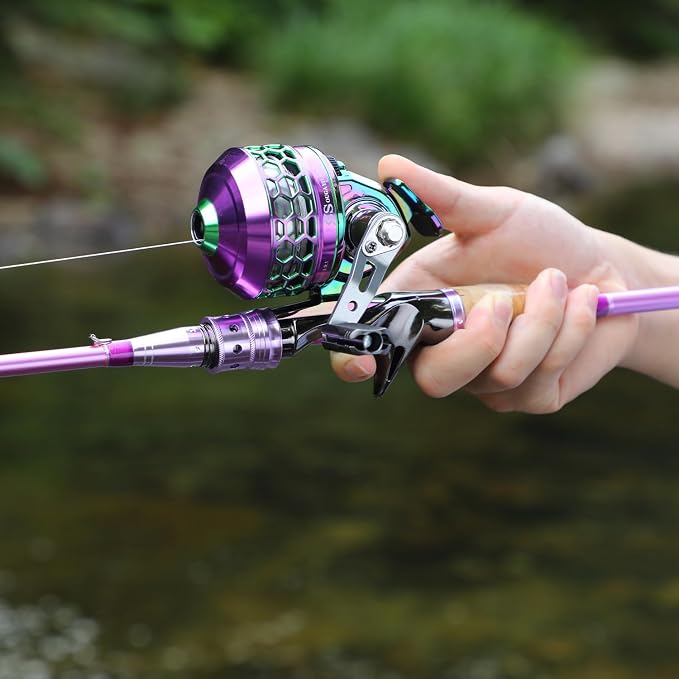 Souagyilang Spincast Fishing Rod Reel Combo,2 Pieces Medium Heavy Pole with Super Smooth Reel Trouble-Free Push-Button Bait Casting Design for Freshwater Bass Fishing