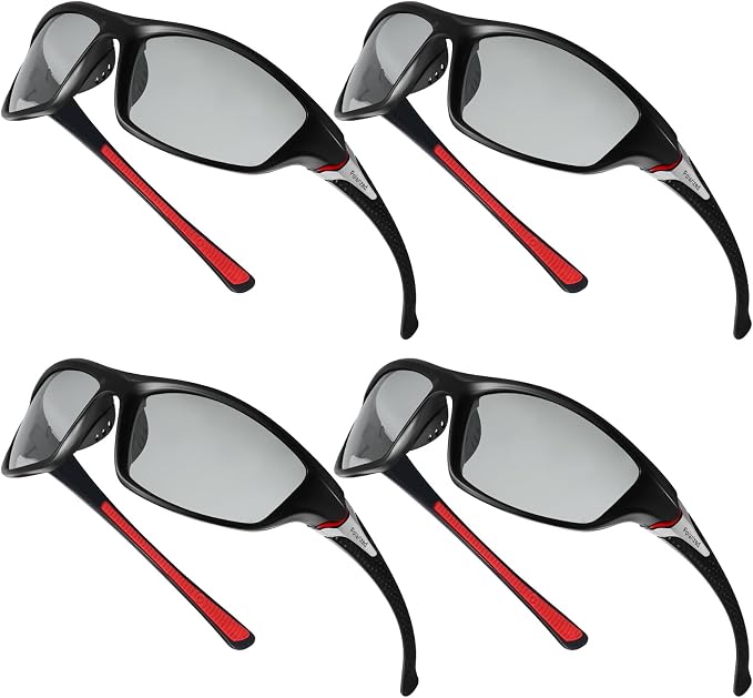 TOODOO 4 Pairs Men Polarized Sunglasses with UV Protection Driving Glasses Sports for Sport Outdoor Activities