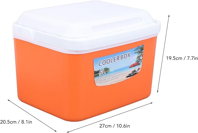 Large 5L Insulated Cooler Box Portable Ice Box for Travel Camping Picnic Fish, Insulated Cooler Box Hard Case Keeps Food Freshness and Drink Cool