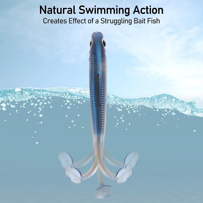 Dr.Fish Paddle Tail Swimbaits, Soft Fishing Lures for Bass Fishing 2.75-4.75 Inches, Freshwater & Saltwater Soft Plastic Baits Swim Shad Bait Minnow Lures Drop Shot