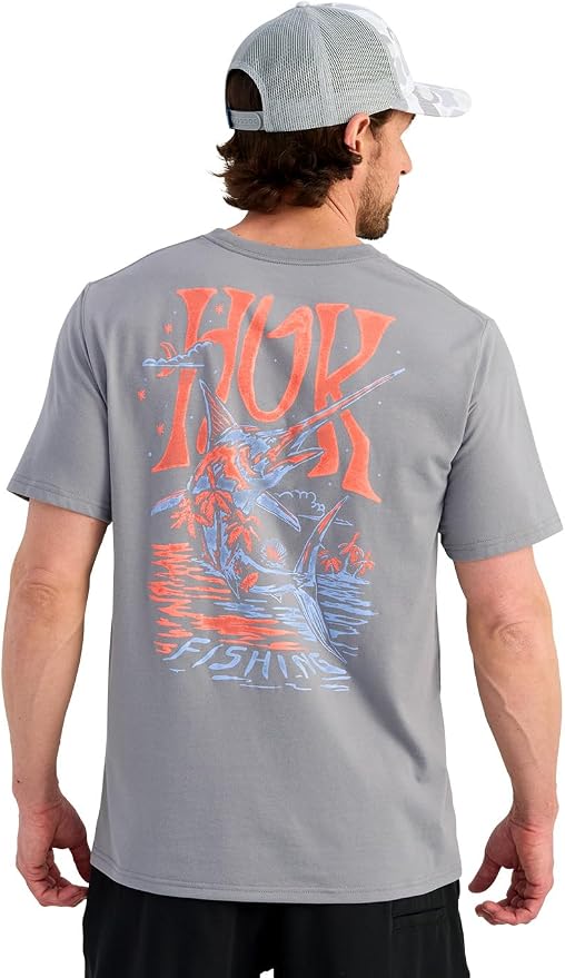 HUK Mens Performance Fishing Logo Tee, Short Sleeve T-Shirt for Men