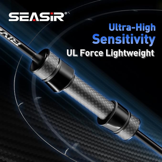 SEASIR Riveria Ultralight Fishing Rod, BFS Spinning Baitcasting Rod, 40T Carbon Fiber Baitcaster Rod, 10 Piece Casting Rod for Freshwater Bass Trout, Fuji O Ring Guide, EVA Handle, Fast, Black