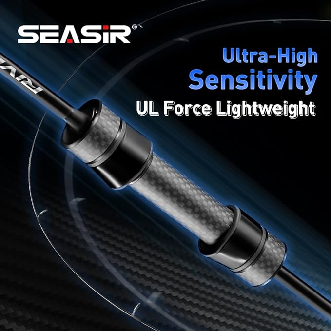SEASIR Riveria Ultralight Fishing Rod, BFS Spinning Baitcasting Rod, 40T Carbon Fiber Baitcaster Rod, 10 Piece Casting Rod for Freshwater Bass Trout, Fuji O Ring Guide, EVA Handle, Fast, Black