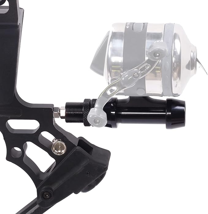 Bowfishing Reel Seat Mount - Archery Bow Fishing Reel Mount Heavy Duty Aluminum Spinning Reel Seat Set for Compound and Recurve Bow Hunting Fishing Rod (Black)