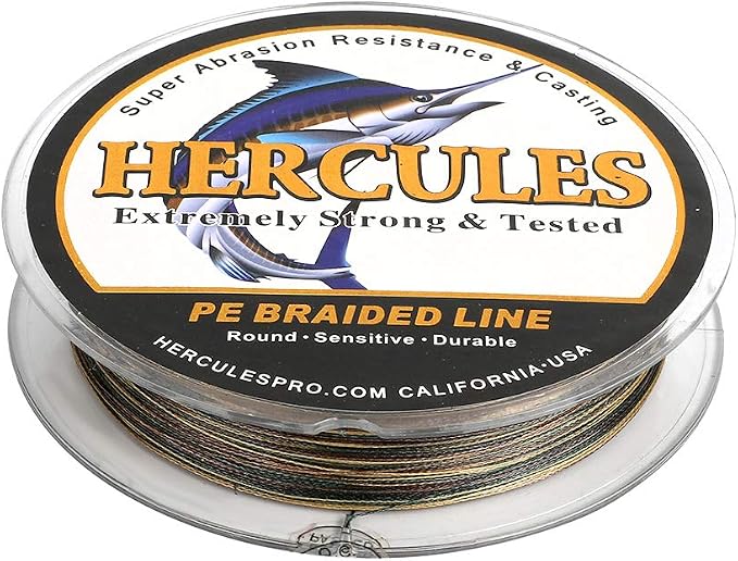 HERCULES Cost-Effective Super Strong 4 Strands Braided Fishing Line 6LB to 100LB Test for Salt-Water, 109/328 / 547/1094 Yards (100M / 300M / 500M / 1000M), Diam# 0.08MM - 0.55MM, Hi-Grade