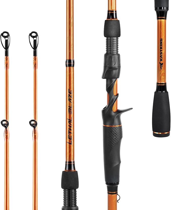KastKing Lethal Blaze Twin-Tip Fishing Rods, IM6 Graphite Blanks Casting & Spinning Rods, 2-Piece Rod with Extra Tip, PTS Power Transition System, Ideal for Bass, Freshwater & Inshore Fishing
