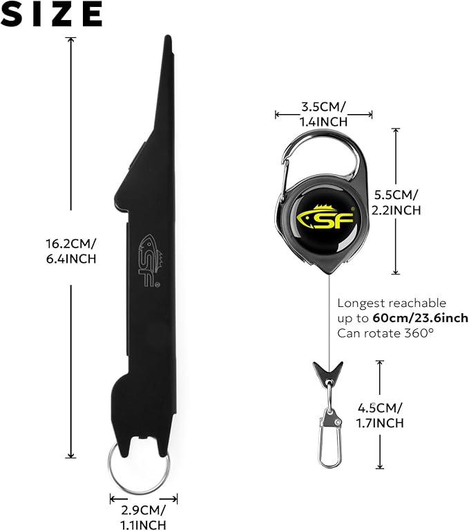 SF 3 in 1 Black Fly Fishing Nipper Fly Line Cutter Knot Tying Tool