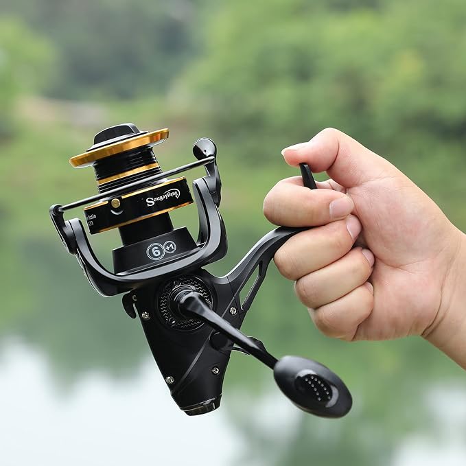Sougayilang Bait Feeder Spinning Reels,33Lbs Drag Carp Fishing Reel Front and Rear Drag System, Freshwater Fishing Reel for Live Liner Bait Fishing for Catfish Fishing
