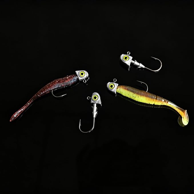 15pcs Swimbait Jig Heads Dual Bait Keeper 3D Eye Salt Fresh Water Soft Lure Hooks Multi Weight Assortment 1/8-1/2oz