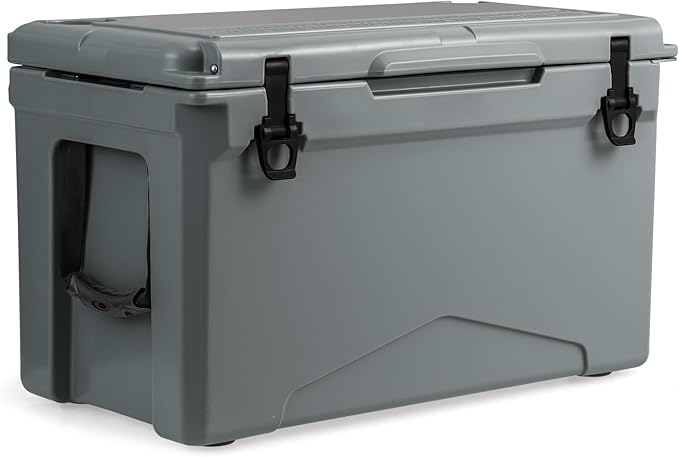 Goplus Hard Cooler, Insulated Ice Chest w/Portable Handles, Cup Holders, Ruler, Bottle Opener, 6 Day Ice Retention for Drink, Beverage, Camping, Fishing, Beach
