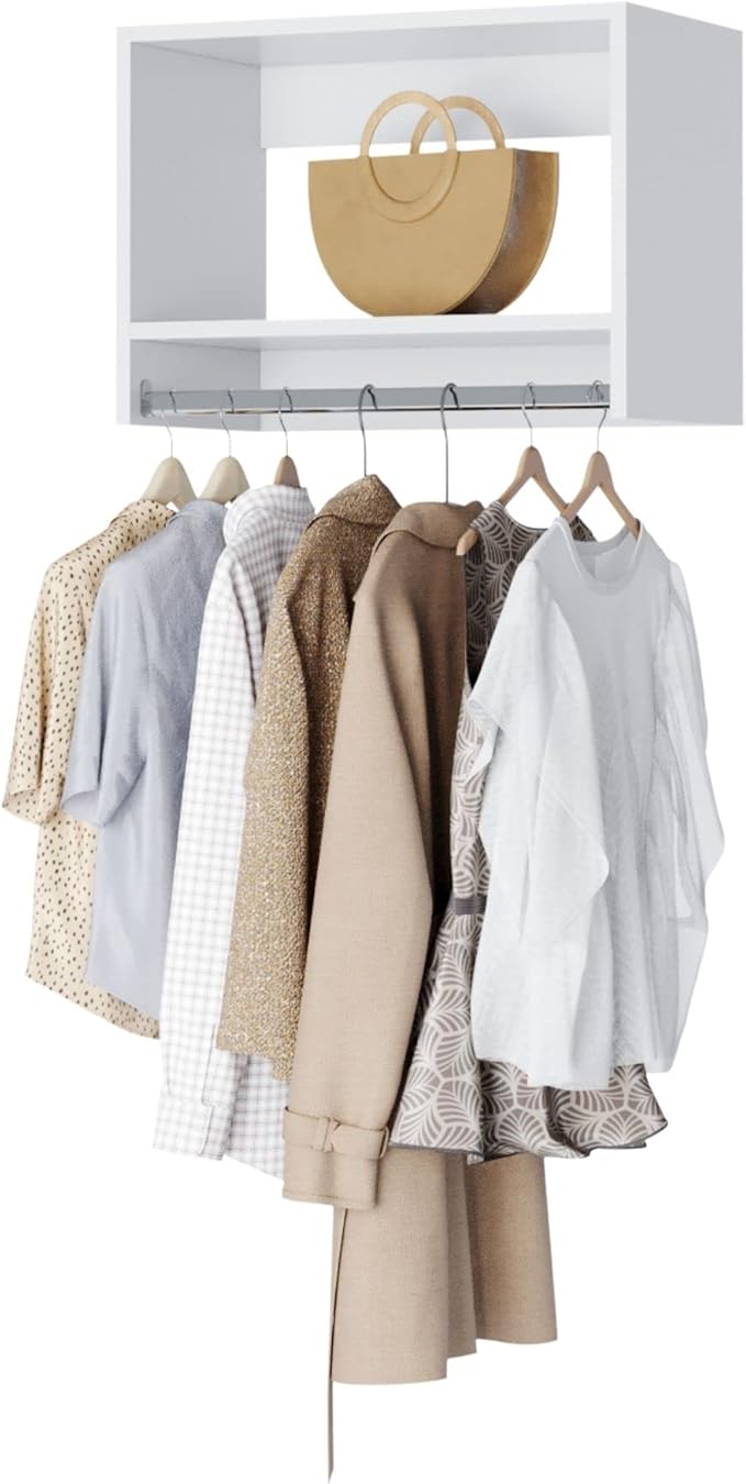 MC Modular Closets Vista Collection Tall Hanging Closet Organizer with Rod and Shelf (White, 18 Inches Wide)