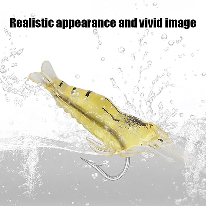 Soft Lures, 30PCS Shrimp Baits with Hook & Storage Box Realistic Swimbaits for Bass Trout Saltwater Freshwater