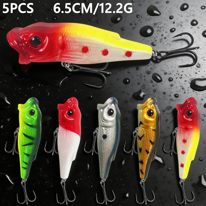 43PCS Bass Fishing Lures Kit Set Topwater Hard Baits Minnow Crankbait Pencil VIB Swimbait for Bass Pike Fit Saltwater and Freshwater
