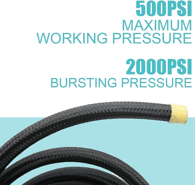 10AN Hose - AN10 Fuel Line 10ft Stainless Steel Nylon Braided 500 PSI Transmission Lines for Oil, Cooler, Brake, Transmission, Clutch, Fluids, Gas