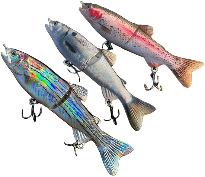 3pcs Glide Bait, Bass Fishing Lures, Slow Sinking Swimbait, Jointed Bass Pike Lures, Hard Shad Fishing Baits, Saltwater Fishing Lures, Trout Lures, Freshwater Fishing Gear