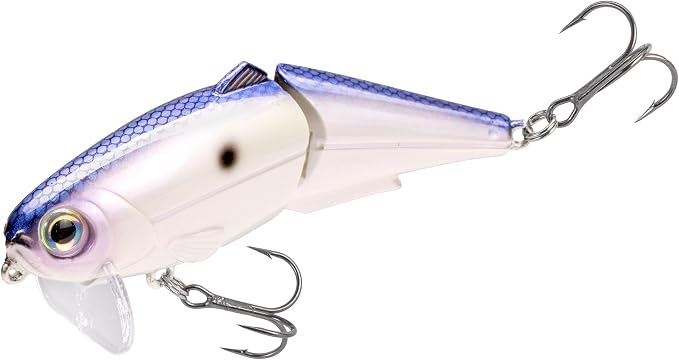 Strike King (HCWS2-741) Wake Shad Fishing Lure, Single Jointed Swimming Topwater Wakebait, 1-Ounce, Size 2 Treble Hooks, Hornet Blue