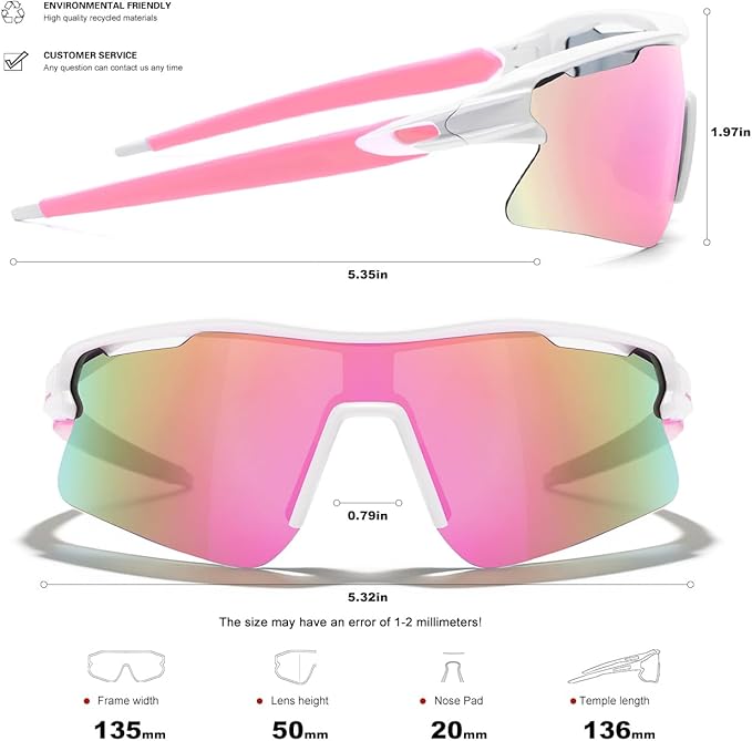 SEKKAF Polarized Sports Sunglasses for Men Women and Youth, UV400 Protection Ideal for Cycling Baseball Fishing Golf Running
