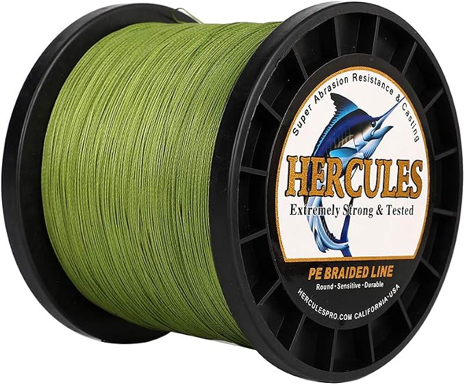 HERCULES Cost-Effective Super Strong 4 Strands Braided Fishing Line 6LB to 100LB Test for Salt-Water, 109/328 / 547/1094 Yards (100M / 300M / 500M / 1000M), Diam# 0.08MM - 0.55MM, Hi-Grade