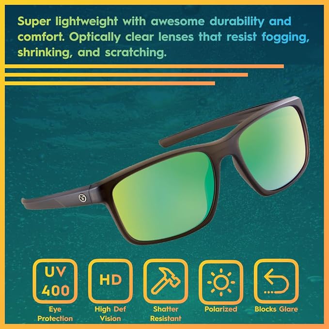 Flying Fisherman Rip Current Polarized Sunglasses with 100% UVA Protection for Fishing, Biking, Golf, Hiking, Beach, Driving