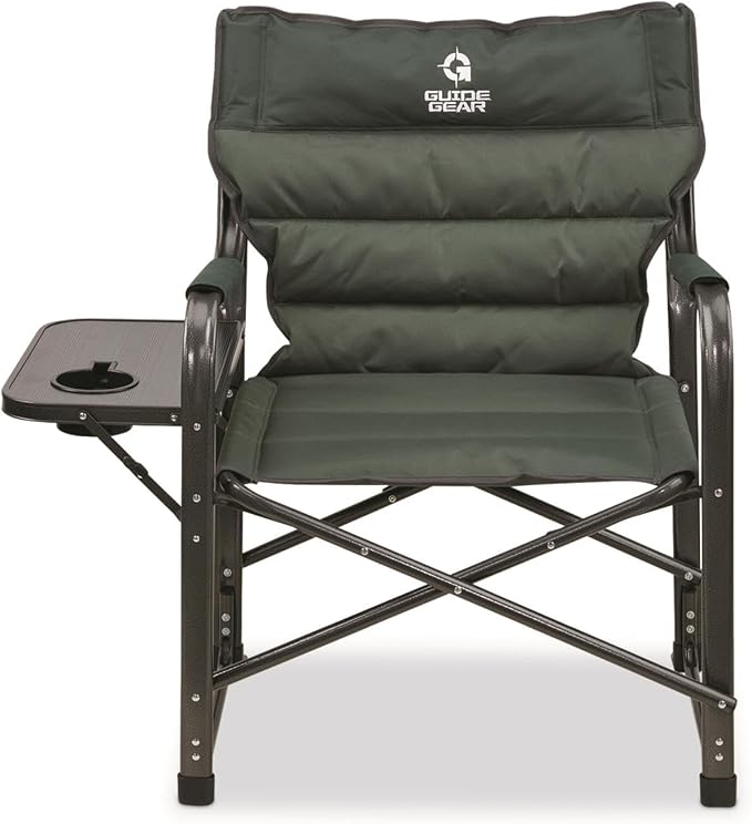 Guide Gear XL Comfort Padded Director’s Camp Chair; 400-lb. Capacity, for Camping, Fishing or by the Beach and Swimming Pool Green