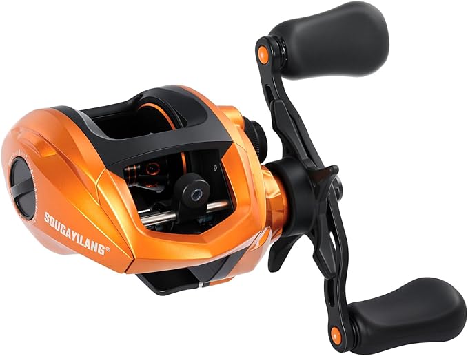 Sougayilang Baitcasting Fishing Reel, 8:1 High Speed Gear Ratio Super Smooth and Powerful Low Profile Baitcaster Reel with Maganic Brake System for Freshwater,Saltwater