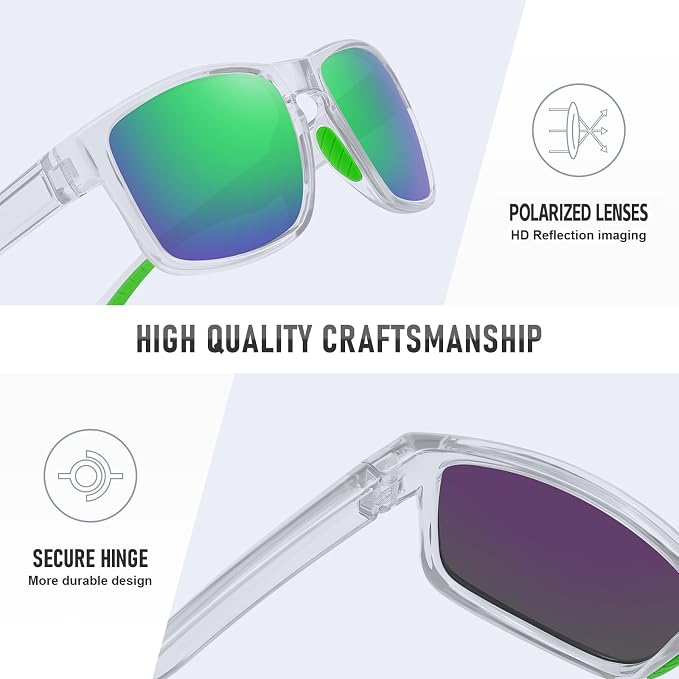 Sports Polarized Sunglasses for Men Women UV Protection Unbreakable Driving Running Fishing Hiking Sun Glasses