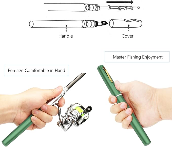Lixada Fishing Rod Reel Combo Mini Pen Fishing Pole Kit Telescopic Fishing Rod Spinning Reel Combo Kit