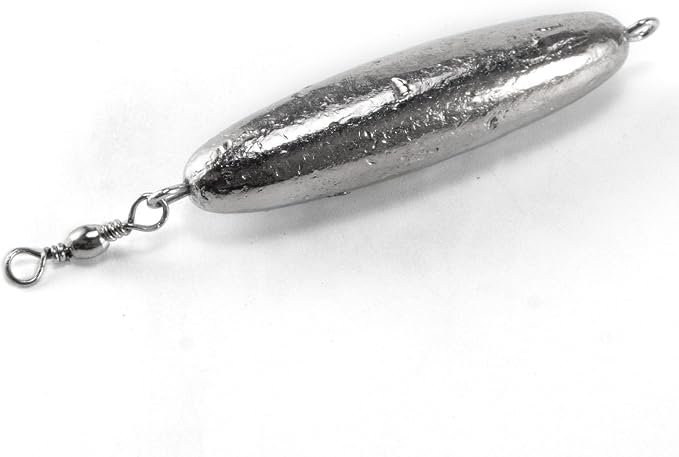 Dr.Fish 10 Pack in-line Trolling Sinkers with Swivel Torpedo Weight Lead Fishing Sinkers Double Ring Saltwater Freshwater Salmon Walleye Trolling