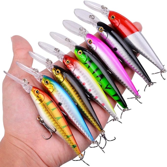 Aorace Fishing Lures Kit Mixed Including Minnow Popper Crank Baits with Hooks for Saltwater Freshwater Trout Bass Salmon Fishing
