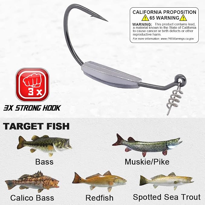 Weighted-Swimbait-Hooks-Jig-Heads-Soft Plastic Worm Fishing Hooks 3/0 4/0 5/0 6 Pack