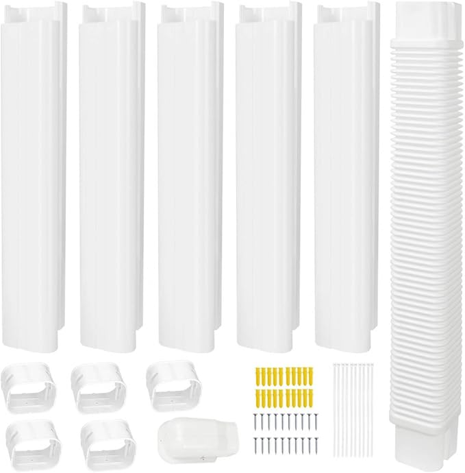 YoleShy 4" W 10Ft Mini Split Line Set Cover PVC Mini Split Cover Kit Easy Installation Decorative Line Cover Kit for Mini Split AC Line Cover Kit for Heat Pump & Units Air Conditioners