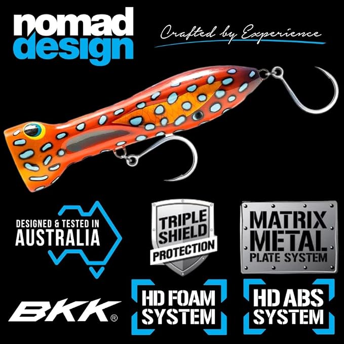 Nomad Design Chug Norris Topwater Popper Lure Collection – Floating Offshore Saltwater Surface Fishing Plug - Durable HD Body for Big Game - Realistic Splash & Erratic Action