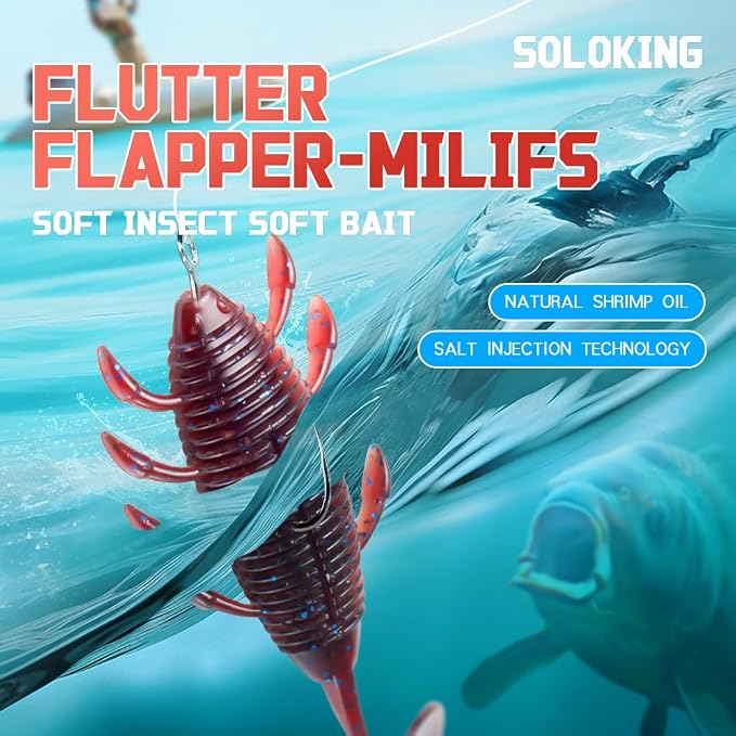 SOLOKING Soft Plastic Fishing Lures - Second Generation Evolved Bait with Natural Shrimp Oil, Salt Injection Technology, Super Elastic Imported PCV Material - Laser Reflector & Submarine Modeling